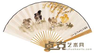 薛佛影 花鸟 扇子 